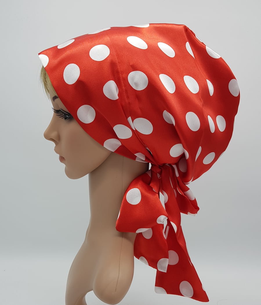 Satin hair cover for women ,head snood, tichel, bonnet with long ties, bandanna 