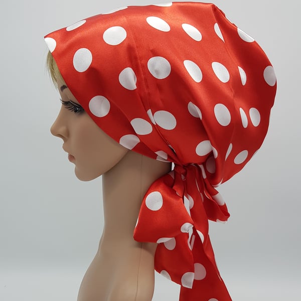 Satin hair cover for women ,head snood, tichel, bonnet with long ties, bandanna 
