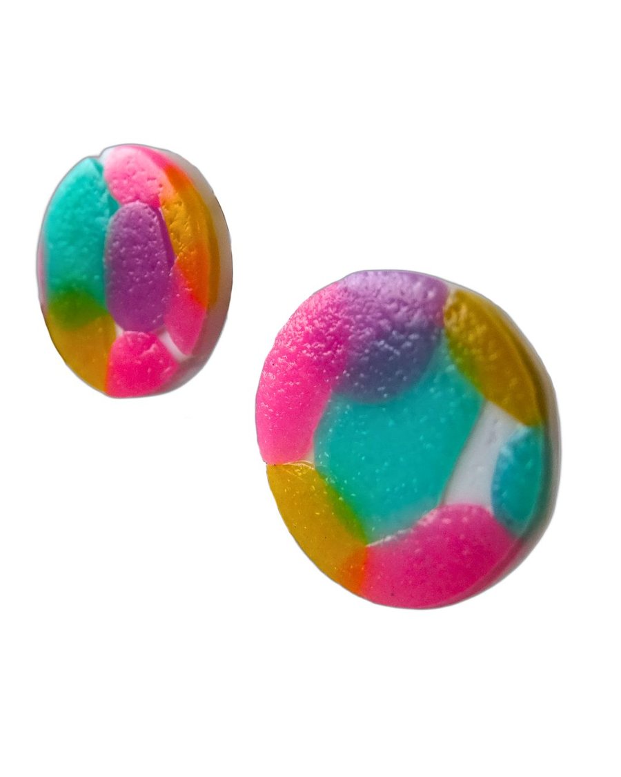 Rainbow Confetti Polymer Clay Stud Earrings – Handmade
