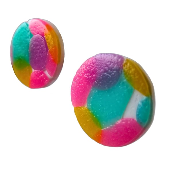Rainbow Confetti Polymer Clay Stud Earrings – Handmade