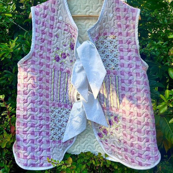 Patchwork patterned Gilet - waistcoat - Upcycled - Handmade