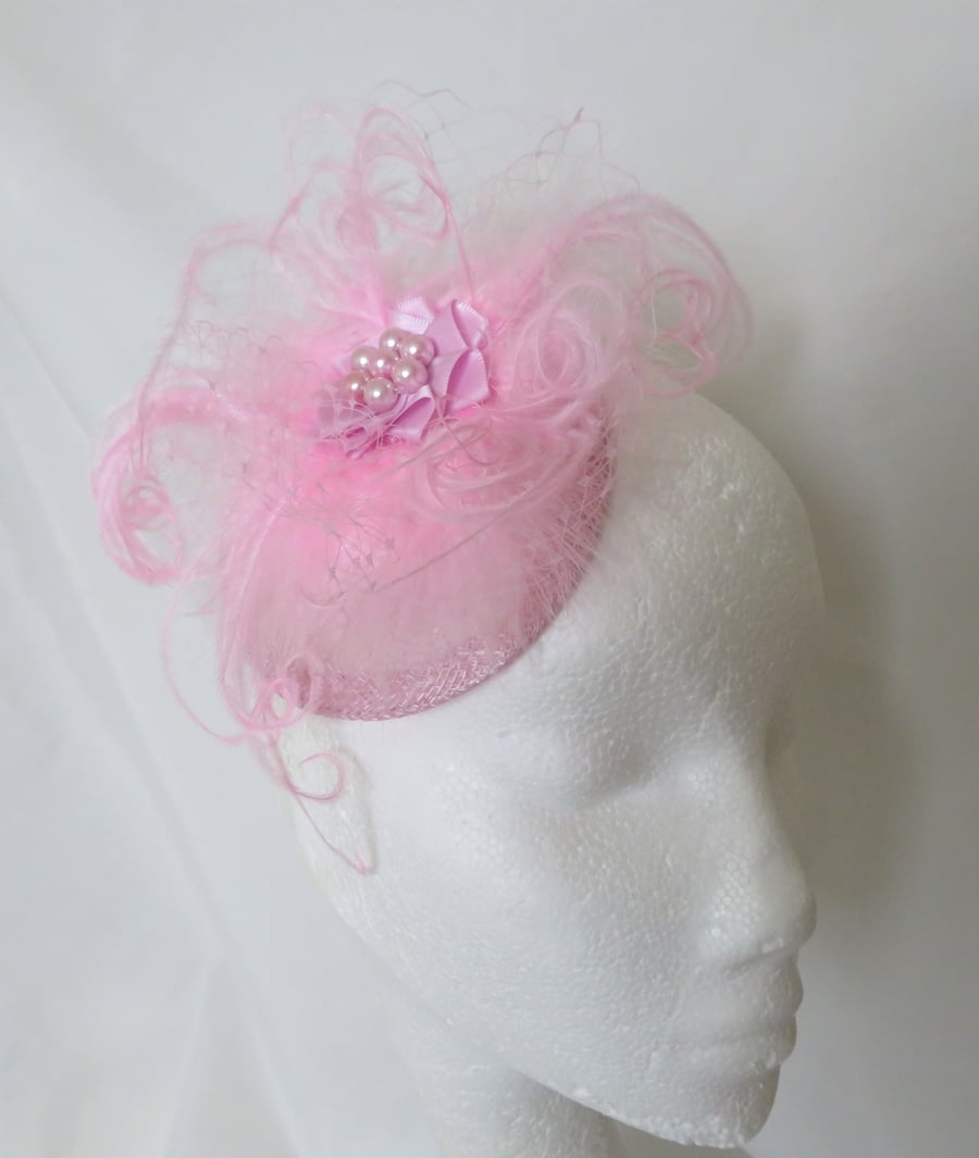 Pale Baby Pink Feather Veil Vintage Fascinator Hat Folksy