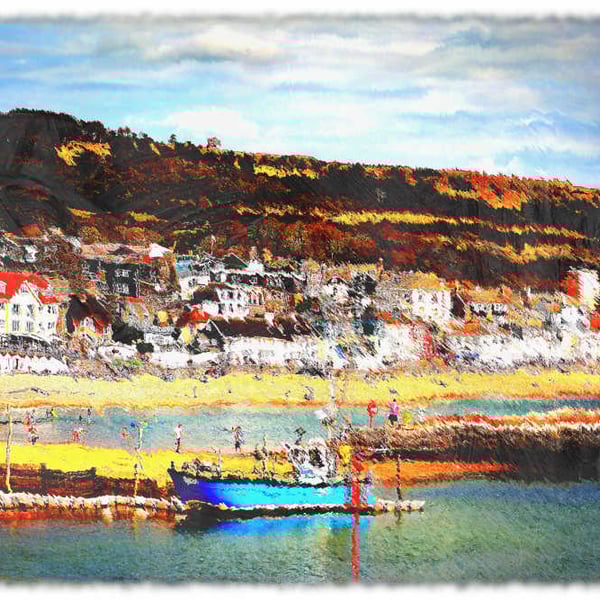 Lyme Regis Harbour and Seafront Print, Digital Art Picture
