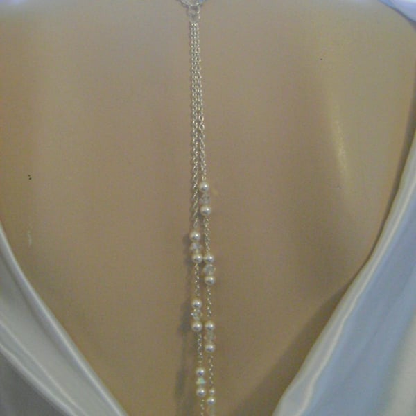 Pearl & Crystal Backdrop Bridal Necklace