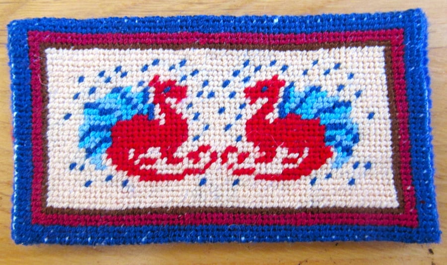 Hand Stitched Needlepoint Dolls House Rug, 1:12 Scale Miniatures.