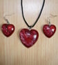 Red heart earrings with glass bead - Image 2