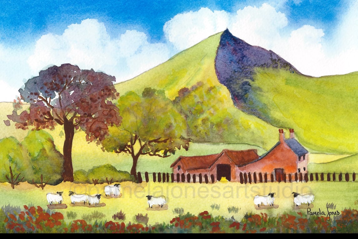 Cnicht Mountain, and Farmhouse, North Wales, in 14 x 11'' Mount