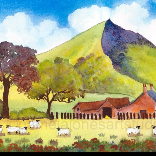 Cnicht Mountain, and Farmhouse, North Wales, in 14 x 11'' Mount