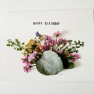 Handmade Happy Birthday 'Eucalyptus Leaf and Foliage' Pressed Flower Card 