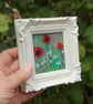 Poppies  and cornflowers - upcycled fabric, hand embroidered miniature picture - Image 3