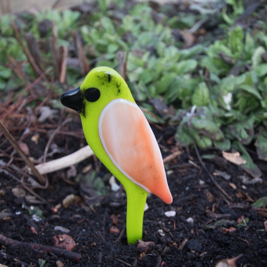 Green & Pink Glass Parrot 