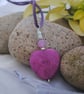 Purple jade heart and amazonite pendant necklace - Image 2