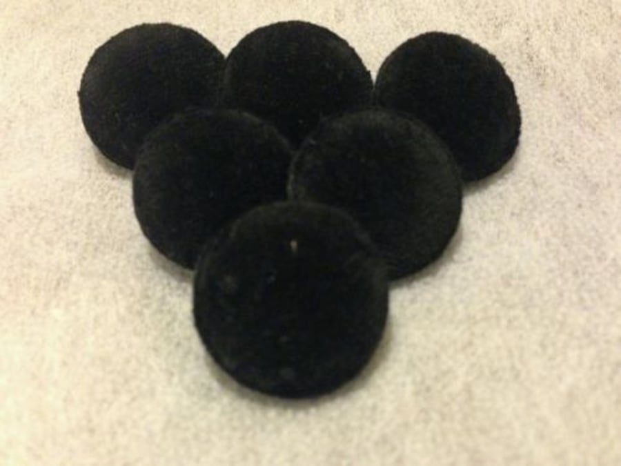 Various Sizes Available - Black Velvet, Fabric Covered Shank Buttons 