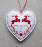 Christmas heart decoration, hanging decoration, reindeers, felt. - Image 4
