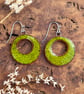 handmade Ceramic Hoop Earrings, Bright Green Clay Hoops, Made From Foraged Clay - Image 1