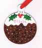 Christmas pudding decoration  hand painted on wood - Image 2