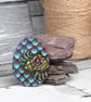 Dragon's egg pyrography brooch. Baby dragon hatching pin. - Image 1