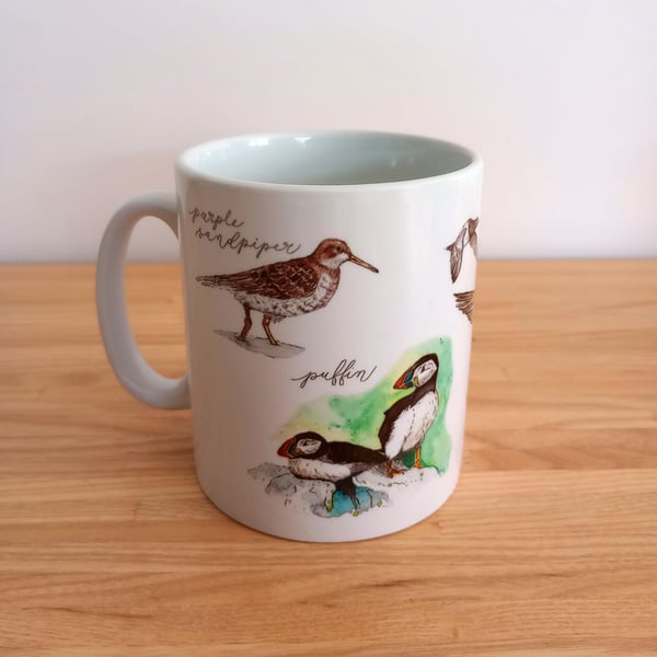 Coastal Birds of Northumberland Ceramic Mug Eco Friendly Gift