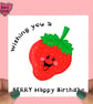Strawberry birthday card, wishing you a berry happy birthday, pun card - Image 3