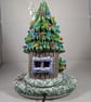 Ceramic Snowy Christmas Conifer Cottage House Table Lamp Ornament Decoration. - Image 3