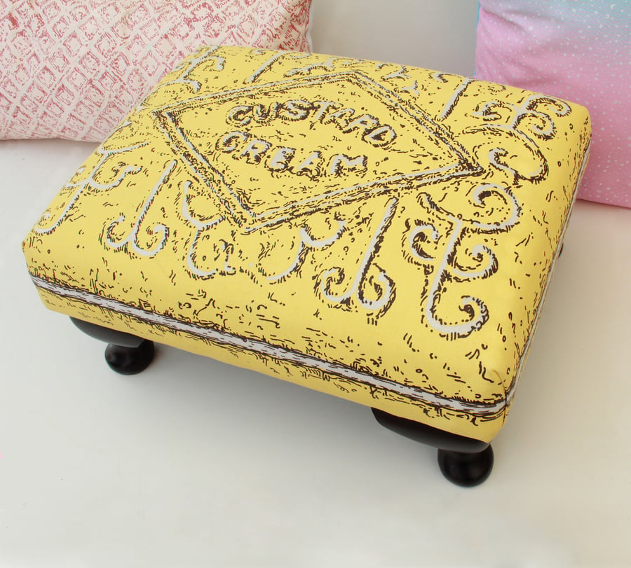 SALE! Custard Cream Biscuit Footstool - Faint Orange Mark