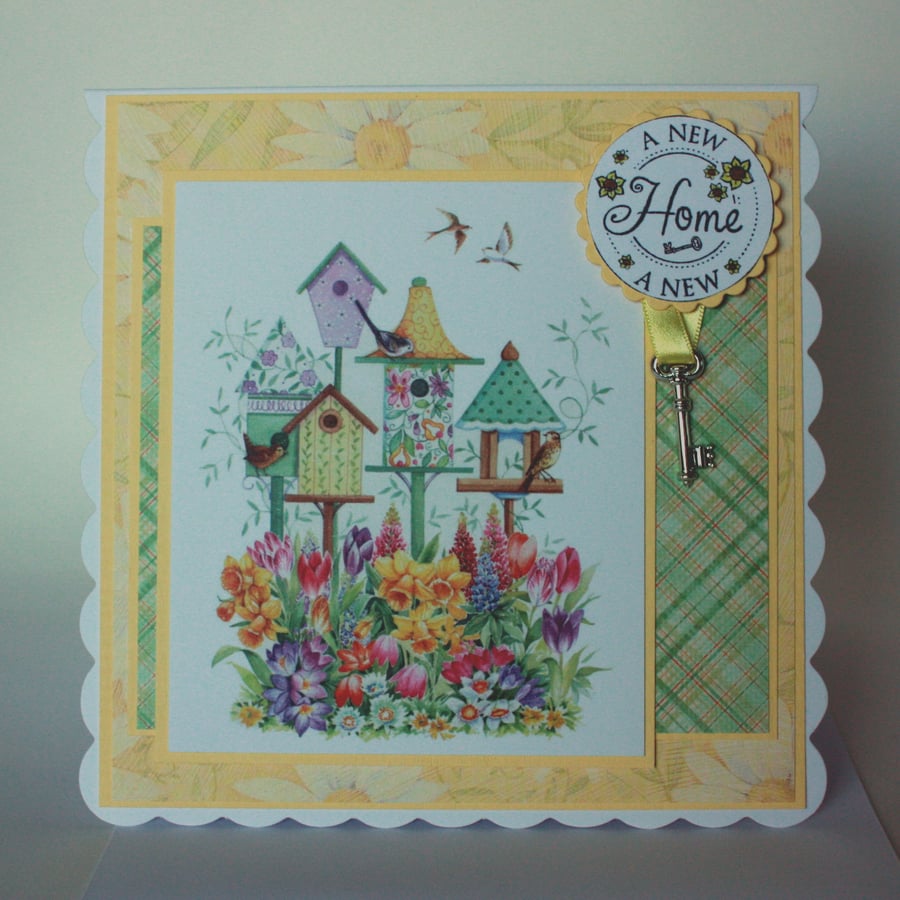 Cottage garden bird houses new home card