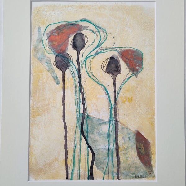 Original Wall Art Mixed Media 'Tears' Series A3 Mounted