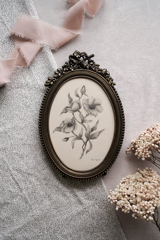 Original drawing in vintage frame