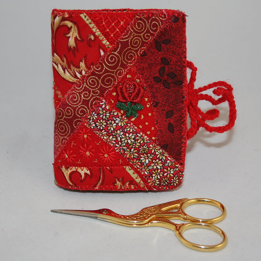 Red Needlecase - Embroidered and appliqued Needlebook