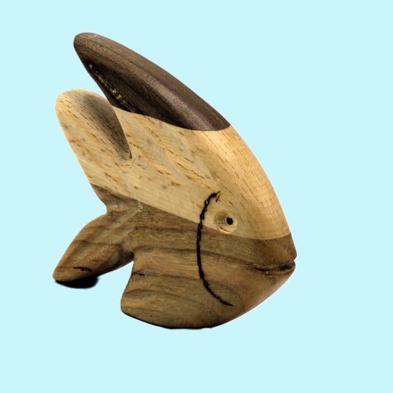 Hand carved Contrasting woods Angel Fish Fi08. 