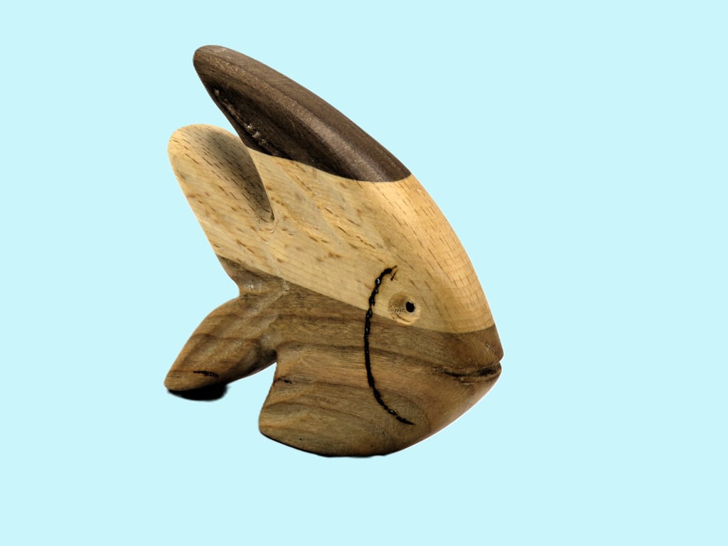 Hand carved Contrasting woods Angel Fish Fi08. 