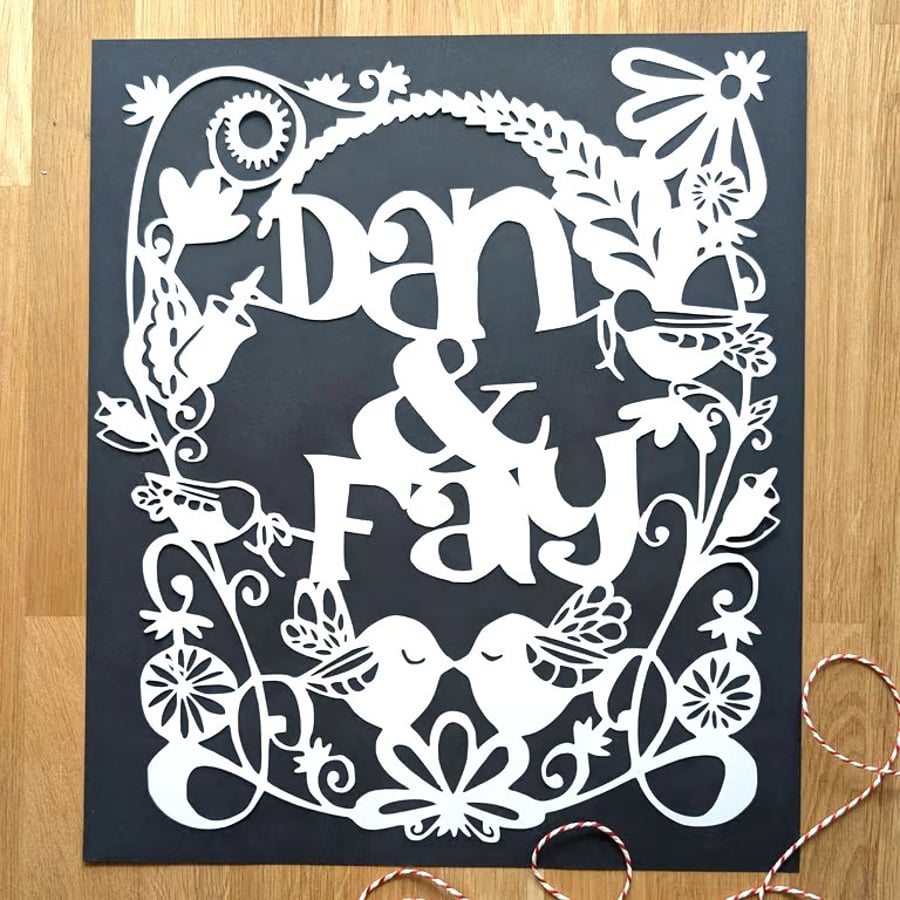 Large Bespoke Customised Personalised Handmade Name Papercut