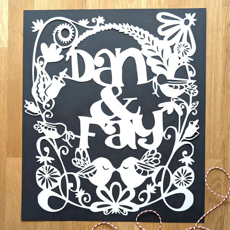 Large Bespoke Customised Personalised Handmade Name Papercut