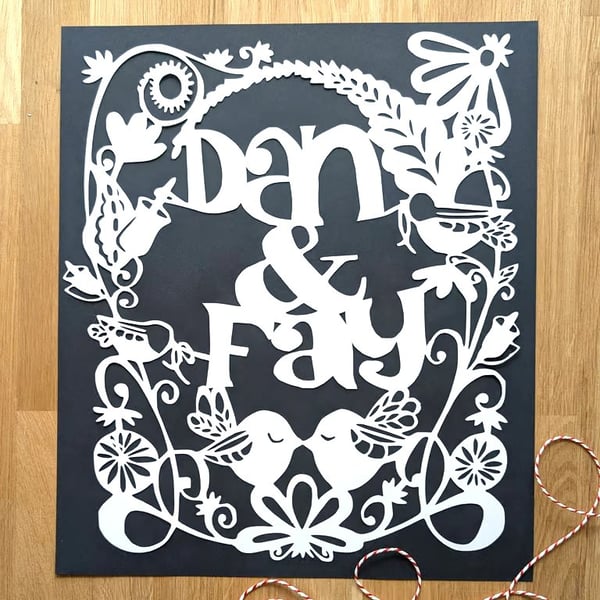 Large Bespoke Customised Personalised Handmade Name Papercut