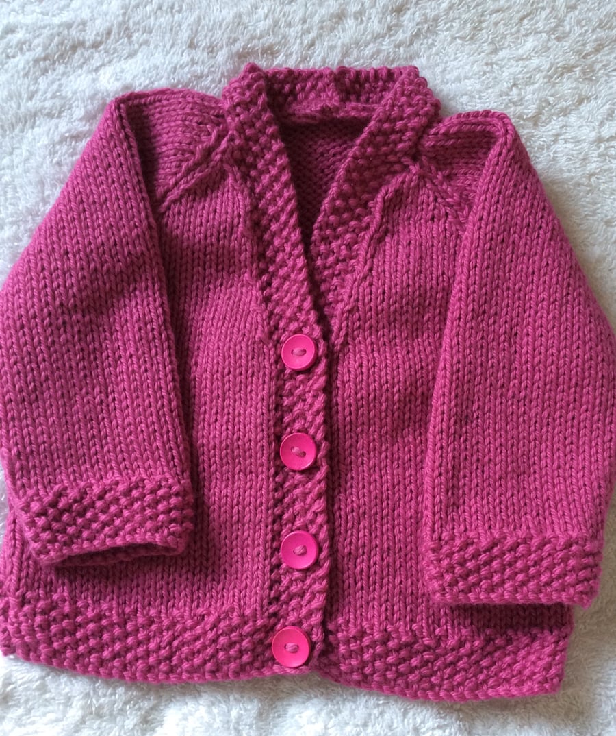 Hand knitted cotton baby cardigan 