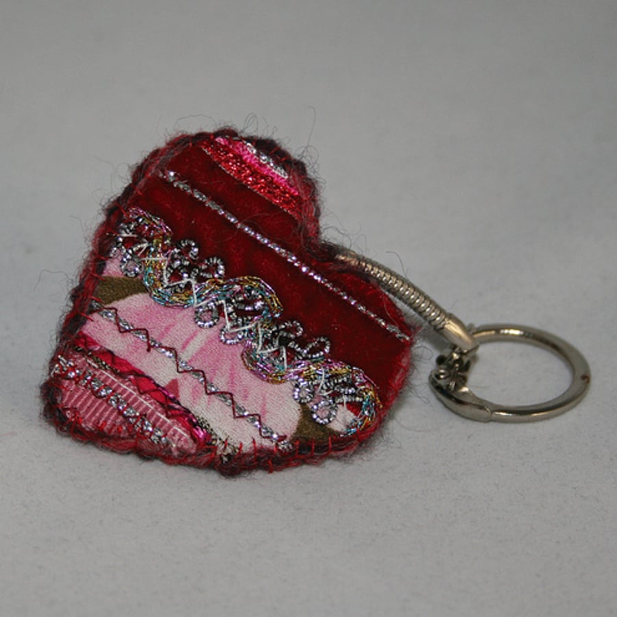 Patchwork Heart - Key ring or charm
