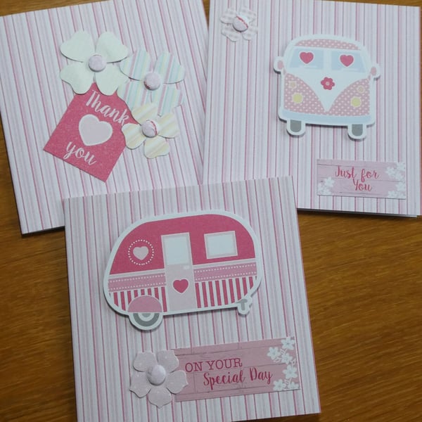 Beautiful Bundle Pack of 3 cards - Pink Retro
