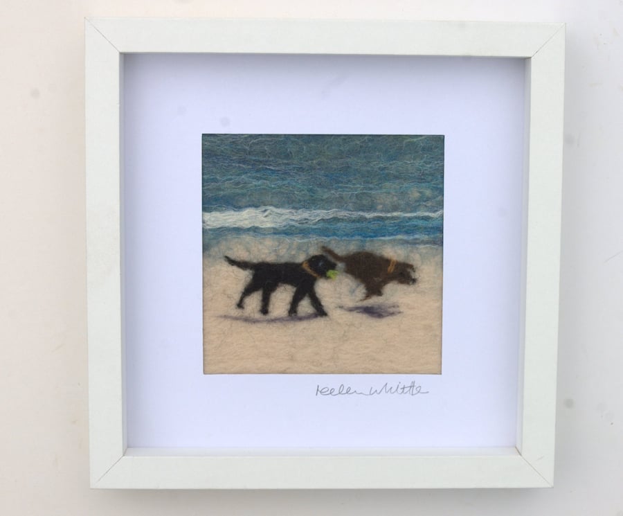 Beach dogs - original felted art