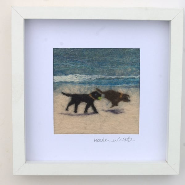 Beach dogs - original felted art