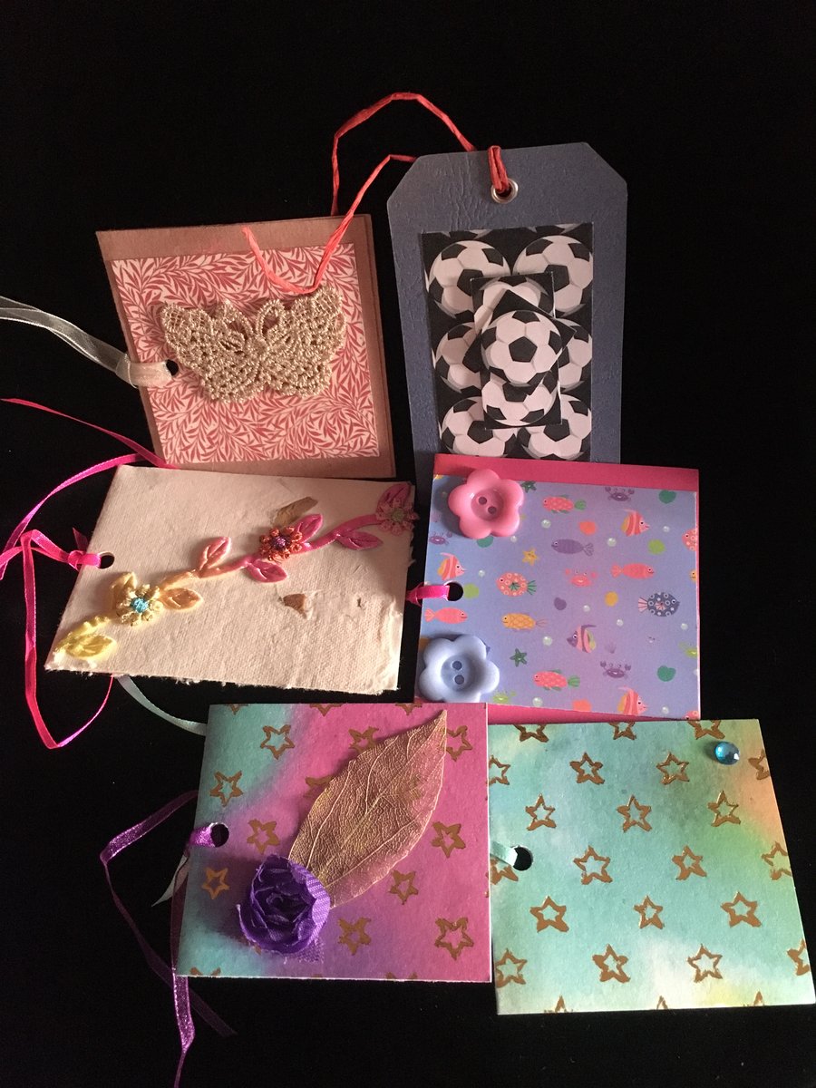 REDUCED 6 original handmade gift tags