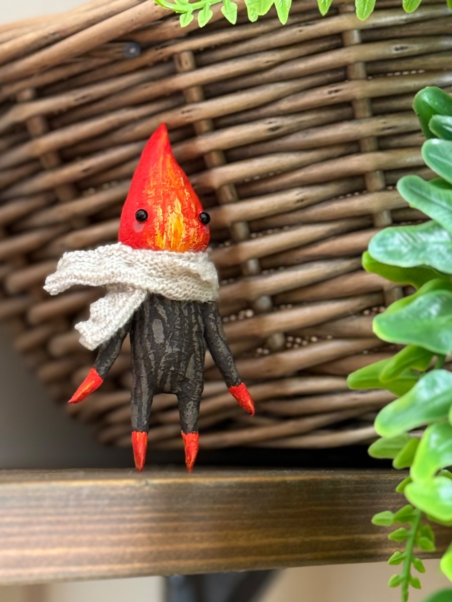 Image of Log Fire Spirit Spun Cotton Art Doll