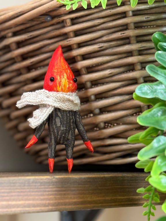 Log Fire Spirit Spun Cotton Art Doll
