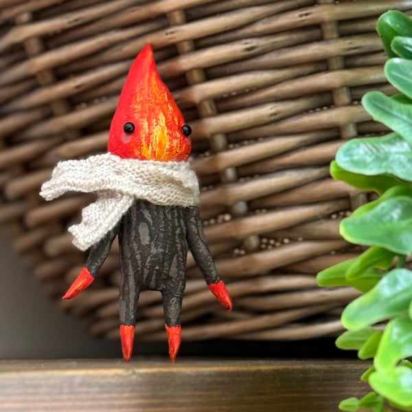 Log Fire Spirit Spun Cotton Art Doll
