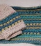 Handknit chunky wool hat and cowl set col 06 Cream - Image 10