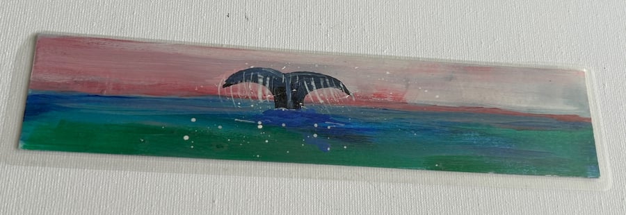 Whale tail bookmark. Original. Double sided handpainted