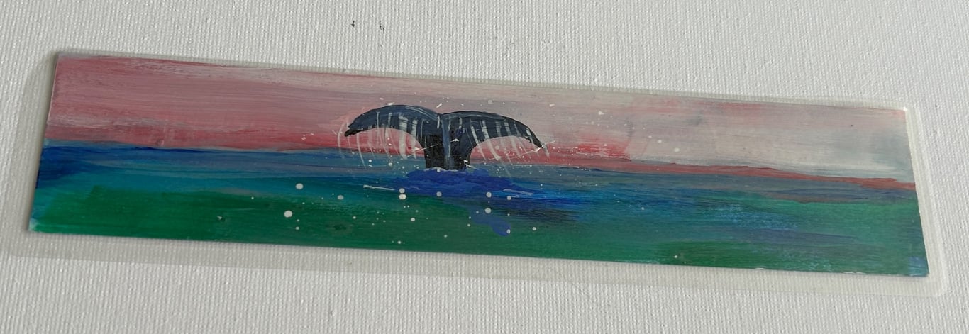 Whale tail bookmark. Original. Double sided handpainted