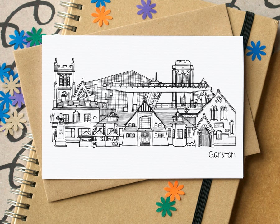 Garston Liverpool Skyline Greetings Card