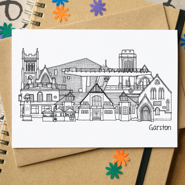 Garston Liverpool Skyline Greetings Card