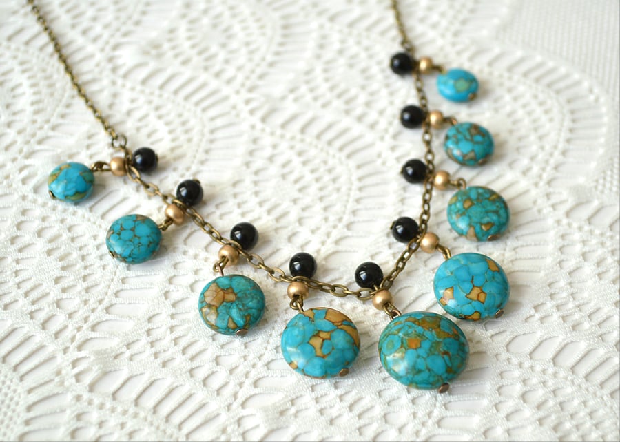 Statement Necklace with Turquoise Jasper