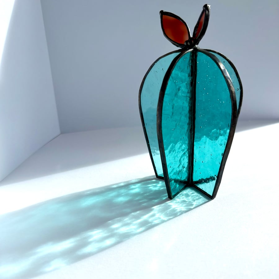 3D everlasting stained glass cactus, Dopamine decor, Stained glass standing art